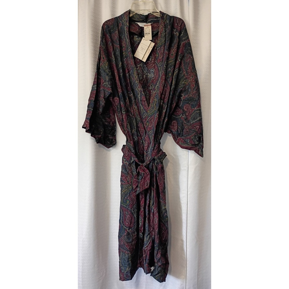 Christian Dior Monsieur Vintage Paisley Robe One Size Cotton Red Blue Green NWT